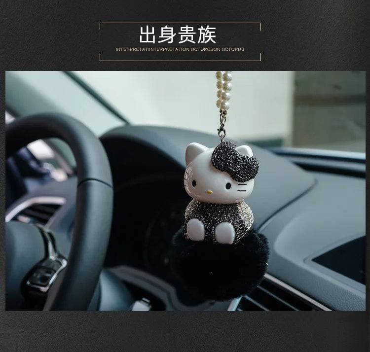 Hello Kitty Car Pendant Decoration Hanging Cat Ornament Automobile Rear View Mirror Accessories Gift Car Accessories