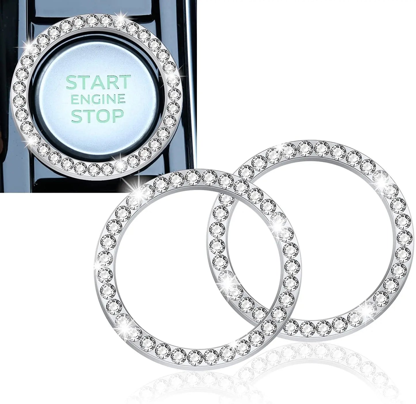 4pcs Car Interior Set 2pcs Cup Mat + 2pcs Ignition Decoration Ring Good-looking Practical Car Interior Accessories