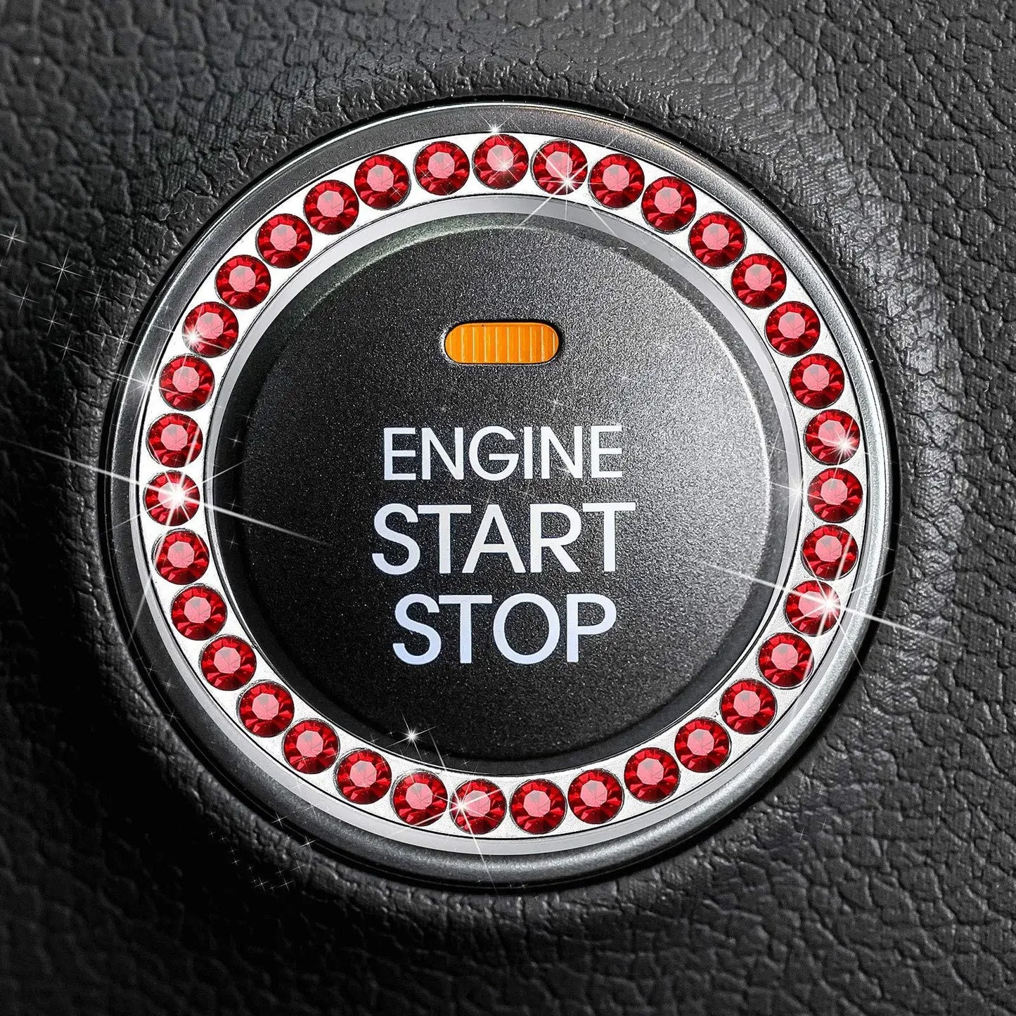Car Start Switch Button Auto Decorative Diamond Stickers Rhinestone Ring Circle Trims Protective Cover Car Accessories Interior