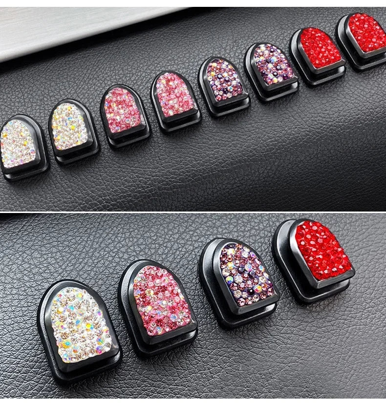 Car PhoneHolder20Pcs/Set Rhinestone Holder UniversalAuto InteriorHooksSticker Pad SetPink Bling Car Accessoriesfor Women