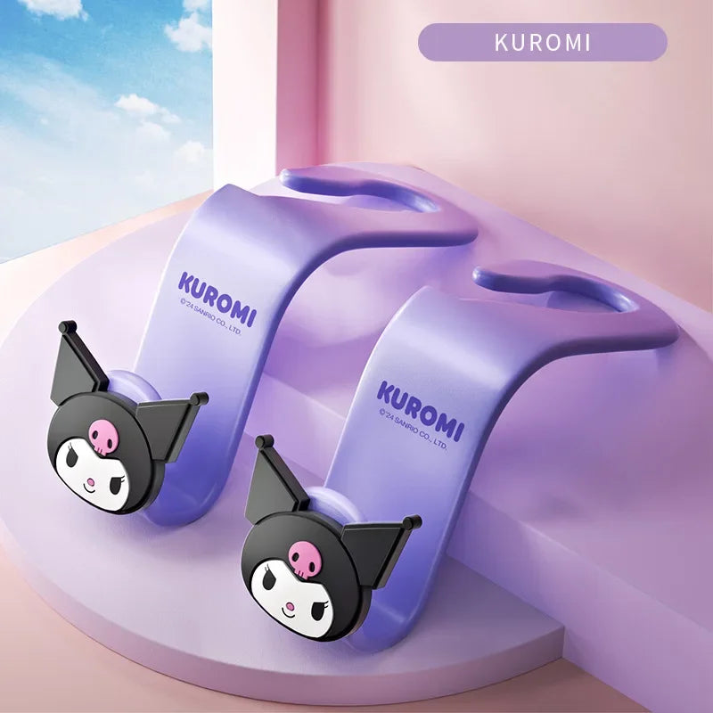 Kawaii Sanrio Hello Kitty Car Hook Cartoon Kuromi Car Rear Seat Load-Bearing Hook My Melody Car Interior Accessories Auto Parts