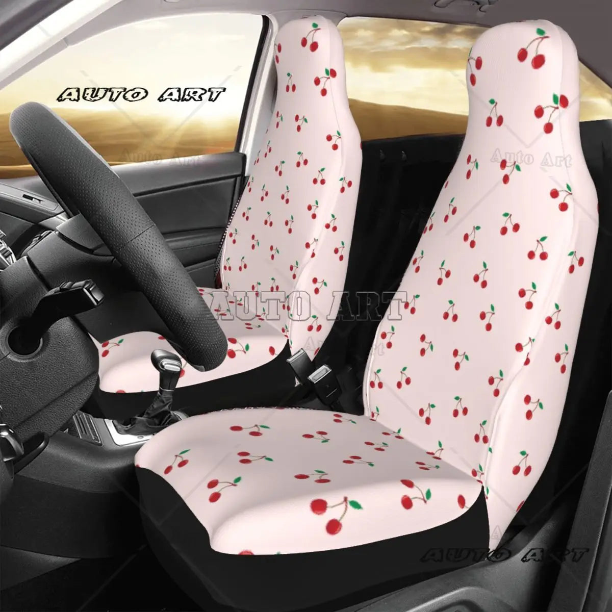 Pink Cherry Fruit Cute Fashion Universal Car Seat Cover Protector Interior Accessories Travel Car Seat Mat Polyester Fishing