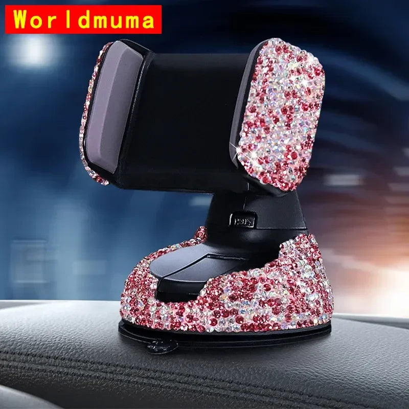 Car PhoneHolder20Pcs/Set Rhinestone Holder UniversalAuto InteriorHooksSticker Pad SetPink Bling Car Accessoriesfor Women
