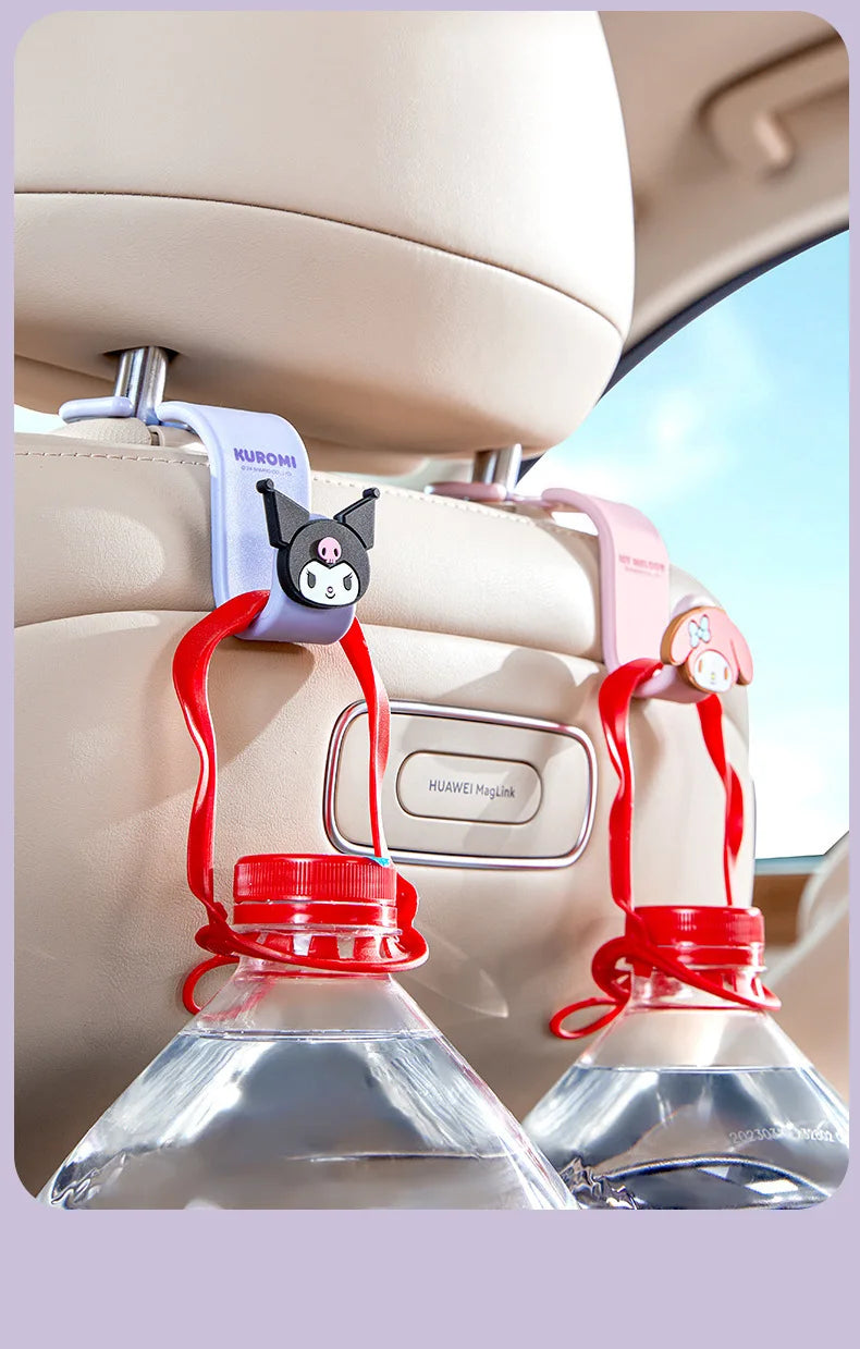 Kawaii Sanrio Hello Kitty Car Hook Cartoon Kuromi Car Rear Seat Load-Bearing Hook My Melody Car Interior Accessories Auto Parts