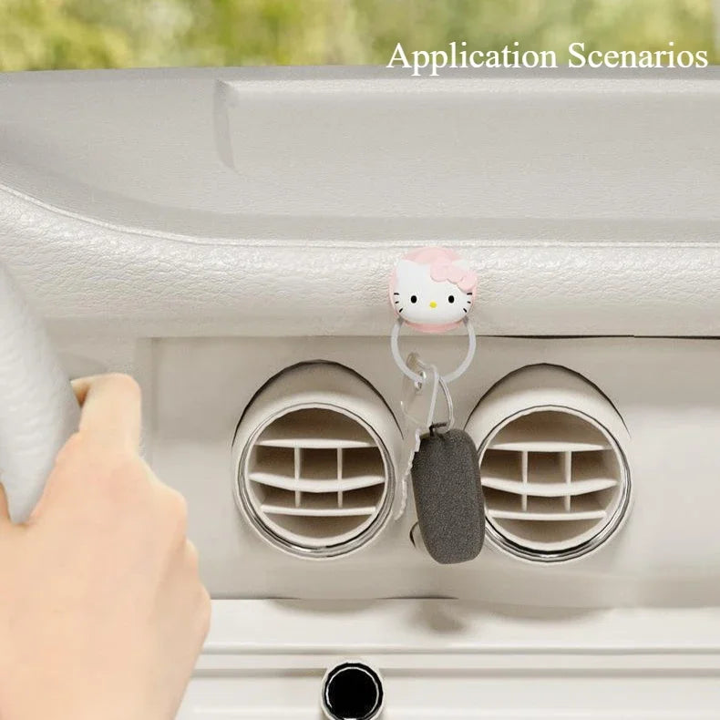 Sanrio Car Hooks Hello Kitty Cartoon Bicycle Holder Cute Car Interior Accessories Multifunction Masks Keys Organizer Hangers