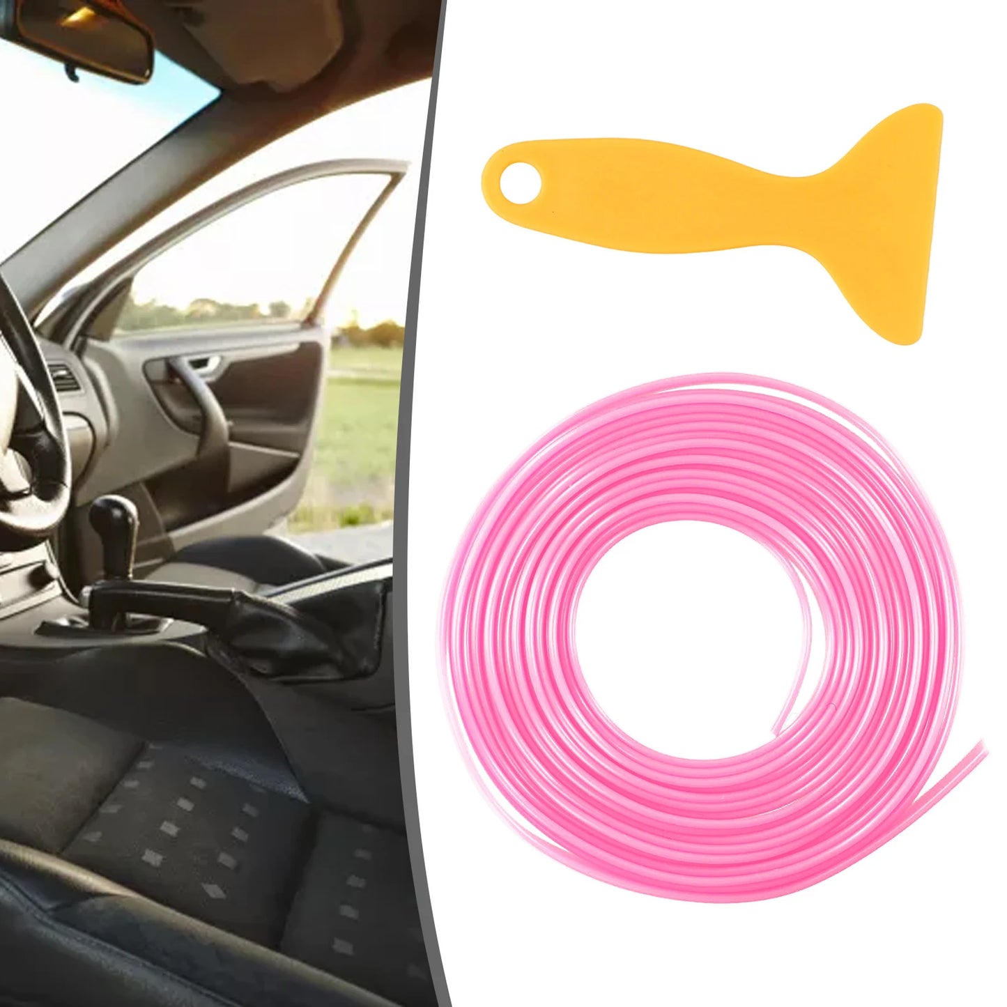 5M Cars Interior Accessories Pink Point Edge Gap Door Panel Moldings Line Trims Universal Auto Interior Accessories