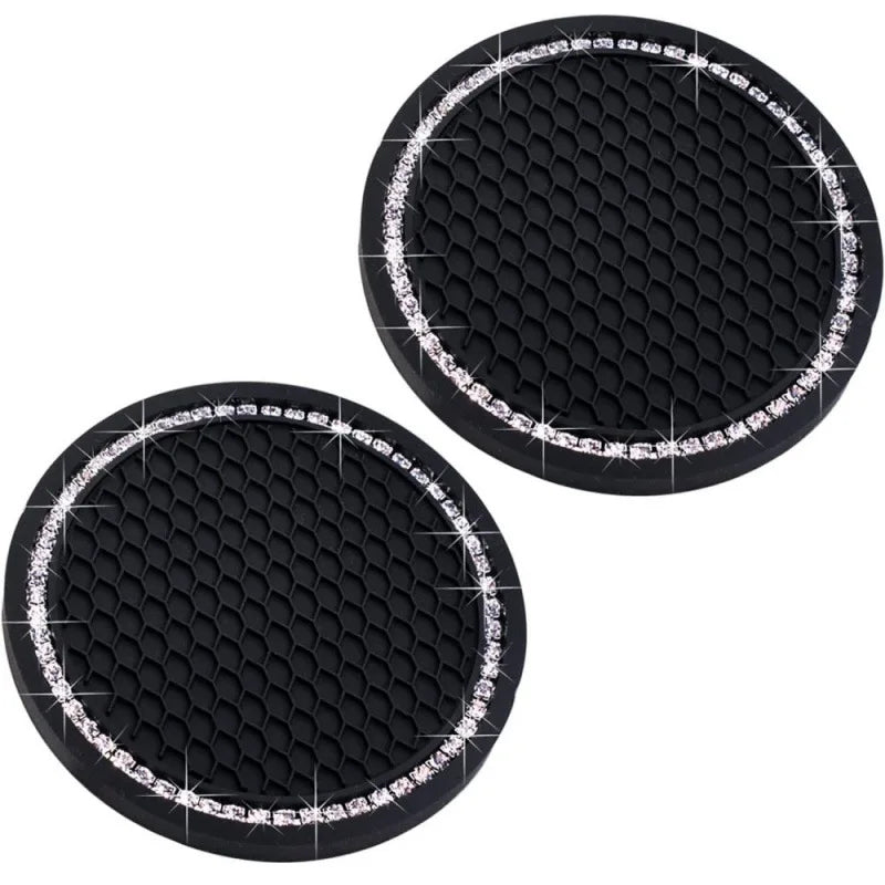 4pcs Car Interior Set 2pcs Cup Mat + 2pcs Ignition Decoration Ring Good-looking Practical Car Interior Accessories