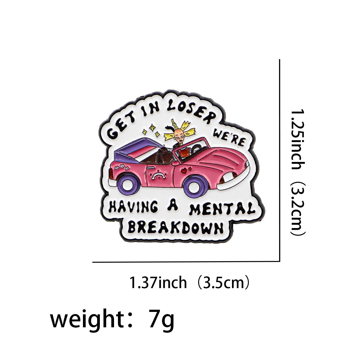 Cartoon Pink Car Enamel Pin Cool Girl Badges on Backpack Brooches For Women Hat Collar Lapel Pins Cosplay Accessories Toys Gifts