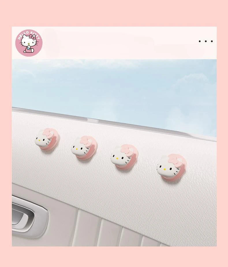 Sanrio Car Hooks Hello Kitty Cartoon Bicycle Holder Cute Car Interior Accessories Multifunction Masks Keys Organizer Hangers