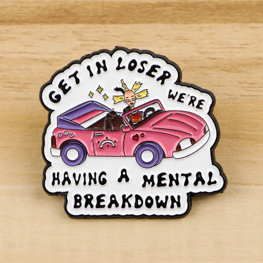 Cartoon Pink Car Enamel Pin Cool Girl Badges on Backpack Brooches For Women Hat Collar Lapel Pins Cosplay Accessories Toys Gifts