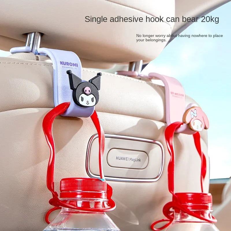 Kawaii Sanrio Hello Kitty Car Hook Cartoon Kuromi Car Rear Seat Load-Bearing Hook My Melody Car Interior Accessories Auto Parts