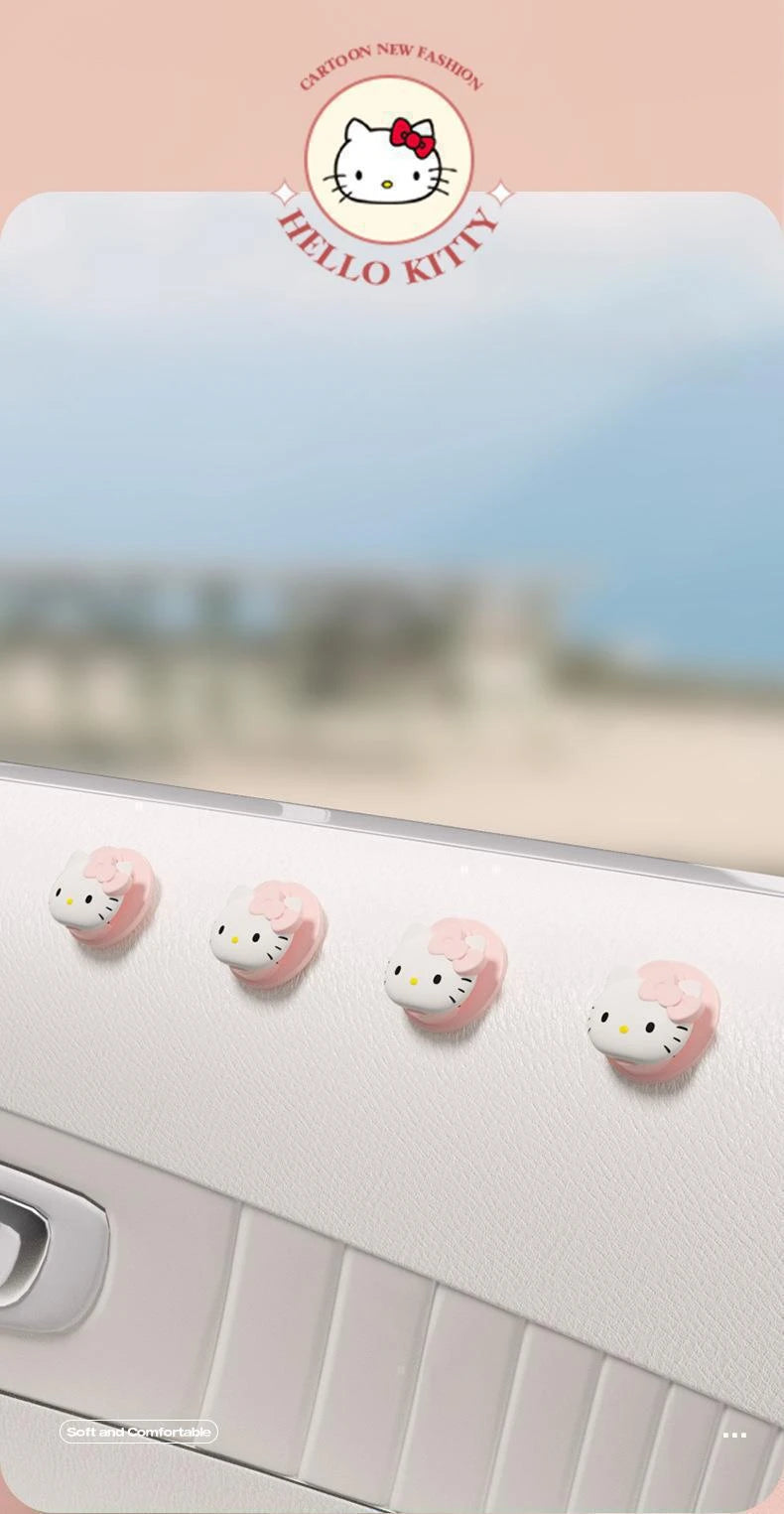 Sanrio Car Hooks Hello Kitty Cartoon Bicycle Holder Cute Car Interior Accessories Multifunction Masks Keys Organizer Hangers