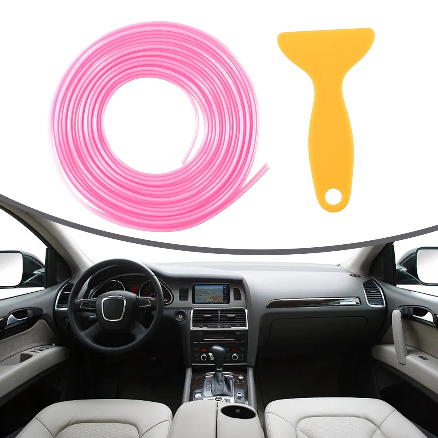 5M Cars Interior Accessories Pink Point Edge Gap Door Panel Moldings Line Trims Universal Auto Interior Accessories