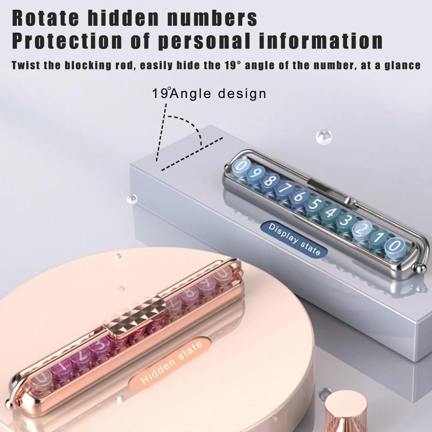 Car Moving Telephone Number Plate Interior Decor Pink Ornament Auto Concealed Luminous Rotate Temporary Parking Card Accessories