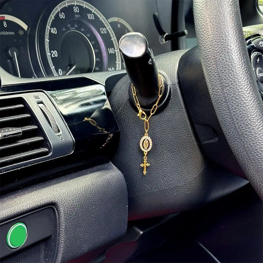 Fashion Pink Steering Wheel Rosary Jewelry Symbolize Peace Safety Beautiful Hanging Pendant Car Interior Decor Accessories