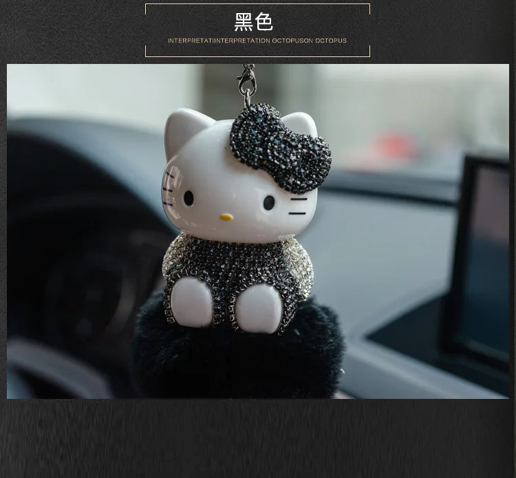 Hello Kitty Car Pendant Decoration Hanging Cat Ornament Automobile Rear View Mirror Accessories Gift Car Accessories