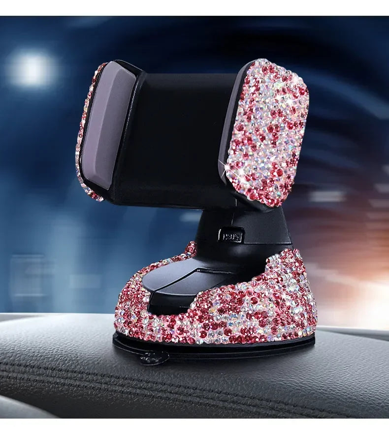 Car PhoneHolder20Pcs/Set Rhinestone Holder UniversalAuto InteriorHooksSticker Pad SetPink Bling Car Accessoriesfor Women