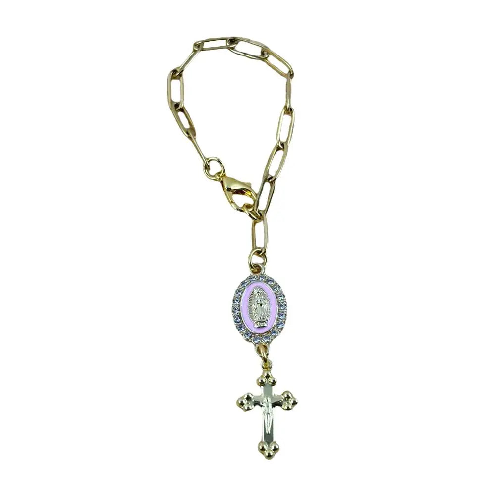 Fashion Pink Steering Wheel Rosary Jewelry Symbolize Peace Safety Beautiful Hanging Pendant Car Interior Decor Accessories