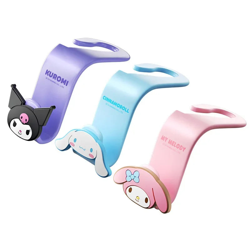 Kawaii Sanrio Hello Kitty Car Hook Cartoon Kuromi Car Rear Seat Load-Bearing Hook My Melody Car Interior Accessories Auto Parts