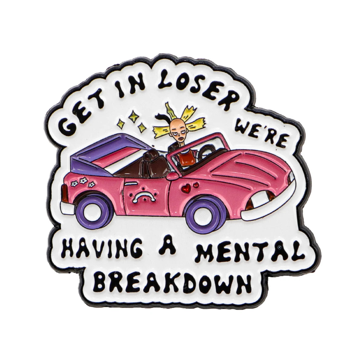 Cartoon Pink Car Enamel Pin Cool Girl Badges on Backpack Brooches For Women Hat Collar Lapel Pins Cosplay Accessories Toys Gifts