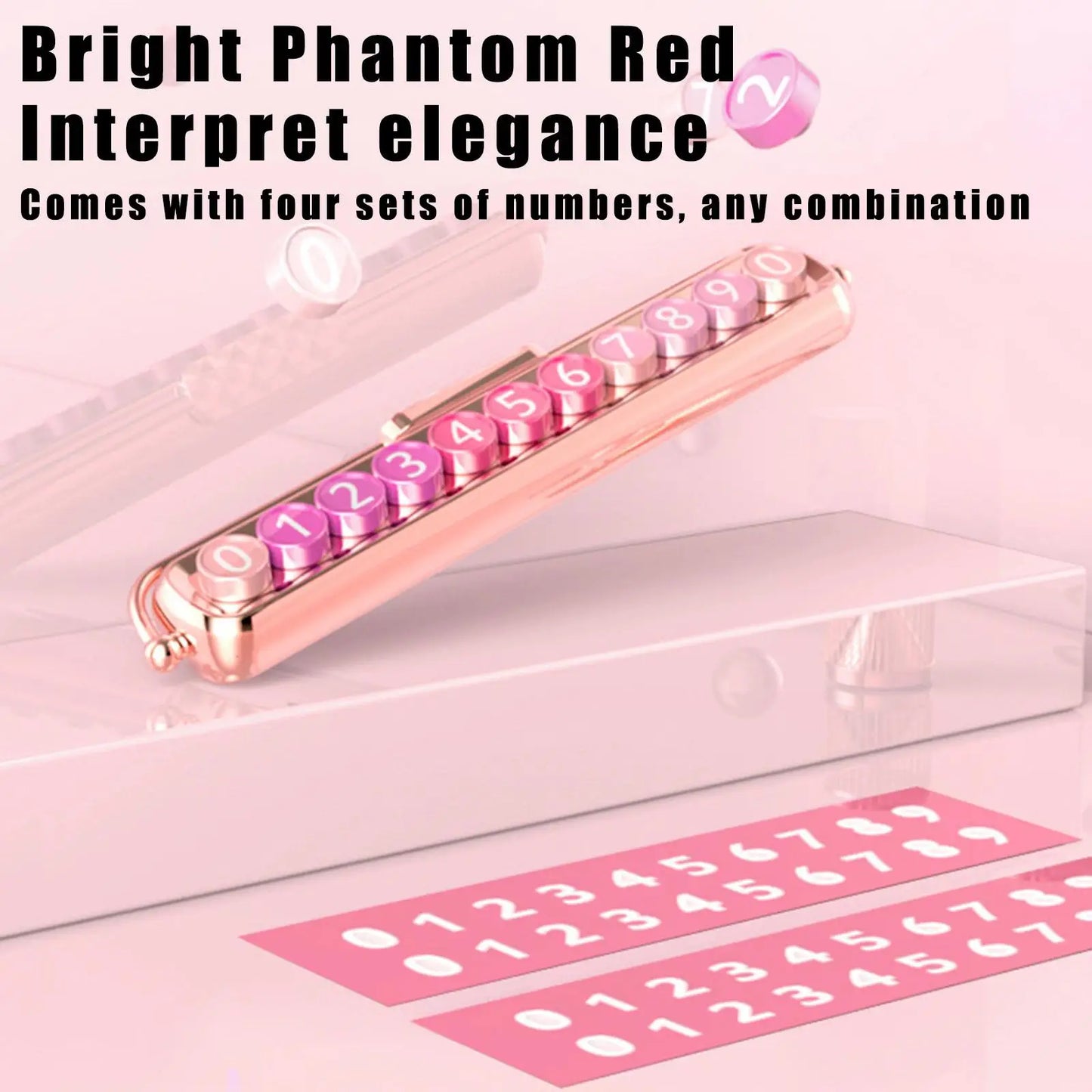 Car Moving Telephone Number Plate Interior Decor Pink Ornament Auto Concealed Luminous Rotate Temporary Parking Card Accessories