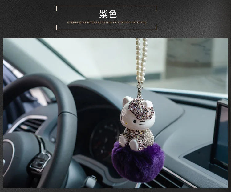 Hello Kitty Car Pendant Decoration Hanging Cat Ornament Automobile Rear View Mirror Accessories Gift Car Accessories