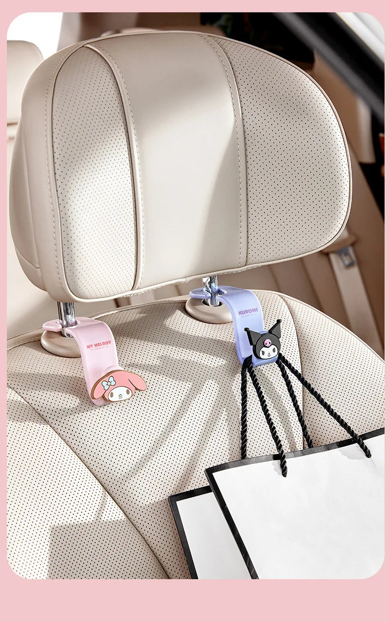 Kawaii Sanrio Hello Kitty Car Hook Cartoon Kuromi Car Rear Seat Load-Bearing Hook My Melody Car Interior Accessories Auto Parts