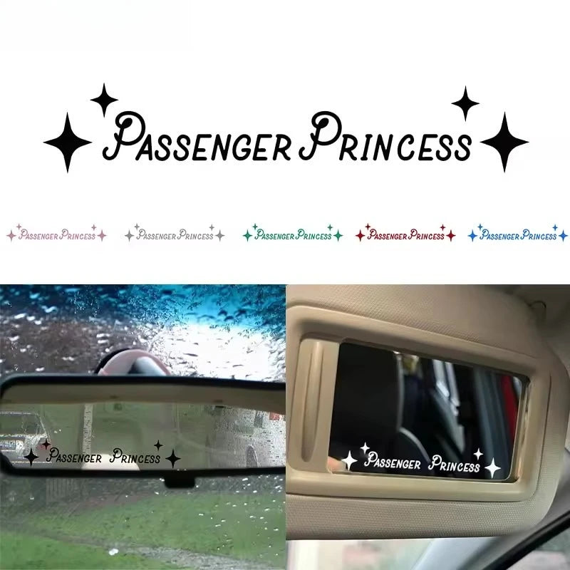 2PC Auto Interior Accessories Creative Passenger Princess Mirror Car Decal Cute Car Vinyl Funny Art Sticker Decals Decoration