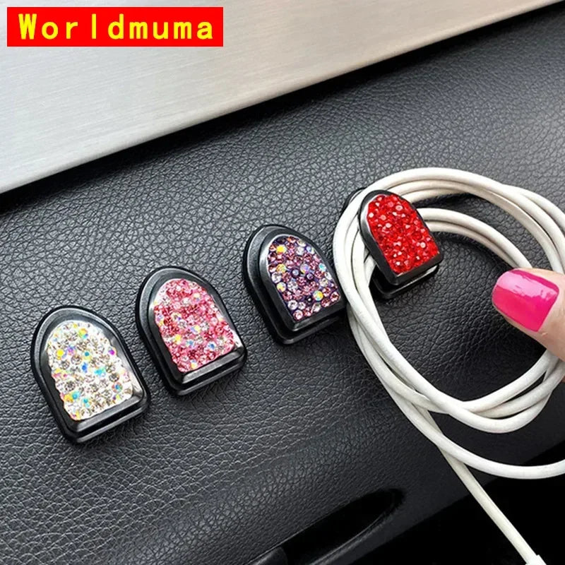 Car PhoneHolder20Pcs/Set Rhinestone Holder UniversalAuto InteriorHooksSticker Pad SetPink Bling Car Accessoriesfor Women