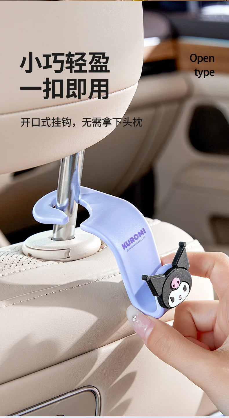 Kawaii Sanrio Hello Kitty Car Hook Cartoon Kuromi Car Rear Seat Load-Bearing Hook My Melody Car Interior Accessories Auto Parts