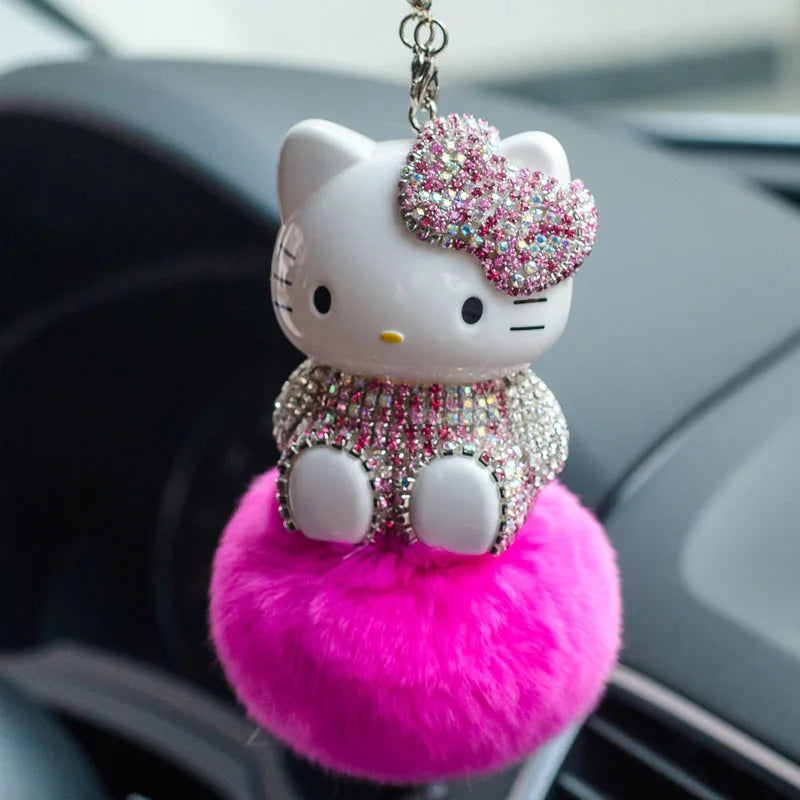 Hello Kitty Car Pendant Decoration Hanging Cat Ornament Automobile Rear View Mirror Accessories Gift Car Accessories