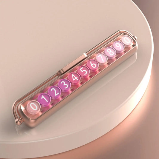 Car Moving Telephone Number Plate Interior Decor Pink Ornament Auto Concealed Luminous Rotate Temporary Parking Card Accessories