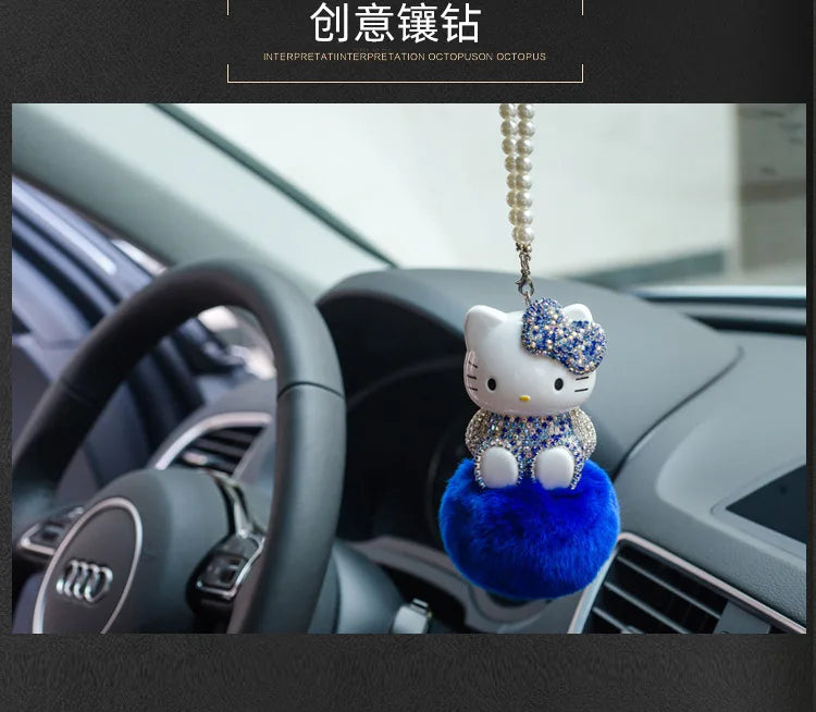 Hello Kitty Car Pendant Decoration Hanging Cat Ornament Automobile Rear View Mirror Accessories Gift Car Accessories