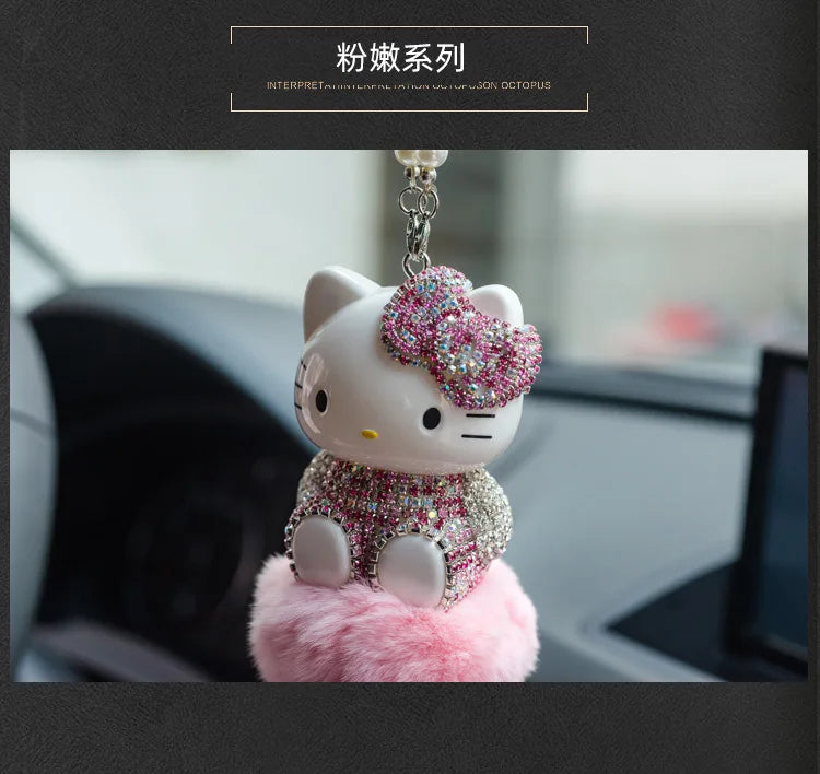 Hello Kitty Car Pendant Decoration Hanging Cat Ornament Automobile Rear View Mirror Accessories Gift Car Accessories