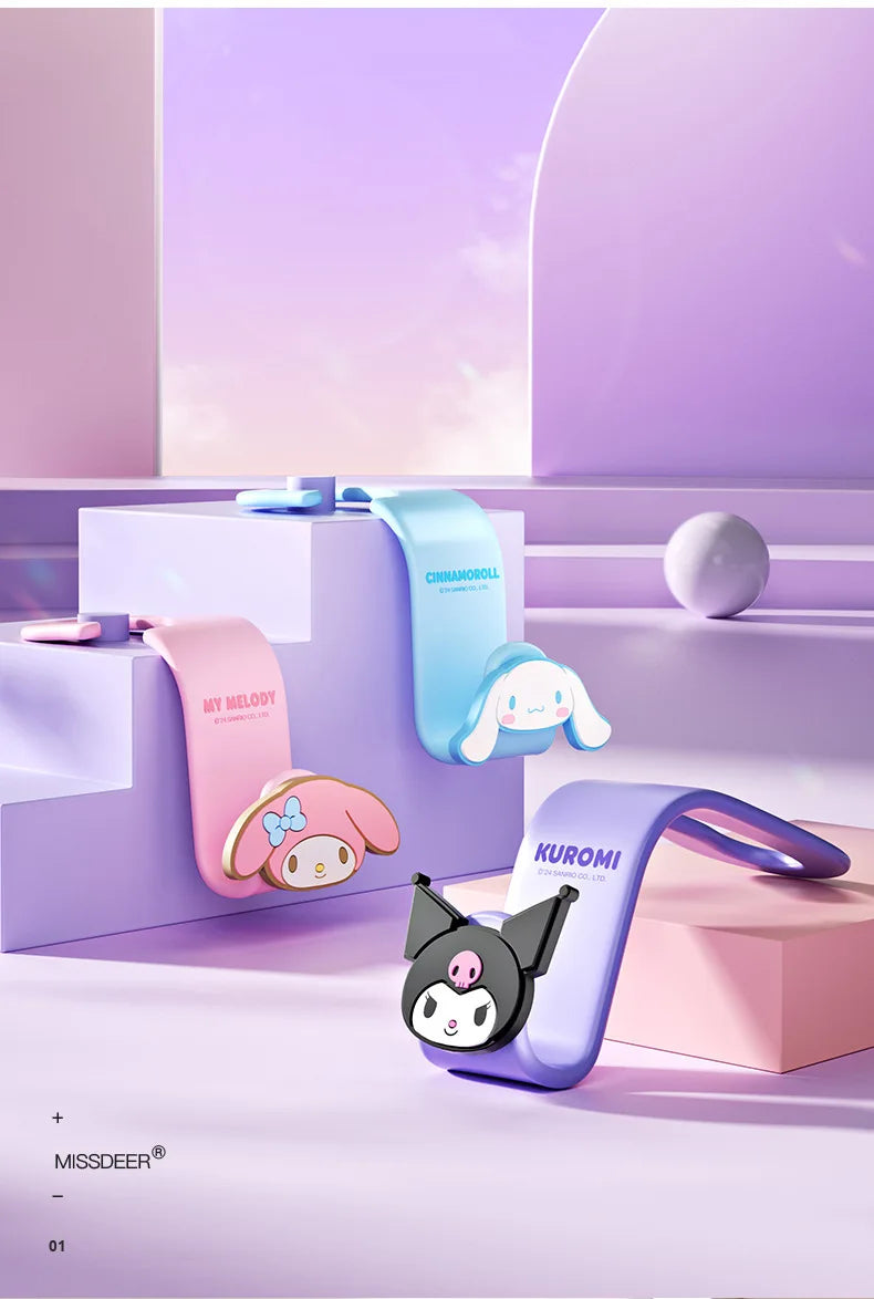 Kawaii Sanrio Hello Kitty Car Hook Cartoon Kuromi Car Rear Seat Load-Bearing Hook My Melody Car Interior Accessories Auto Parts