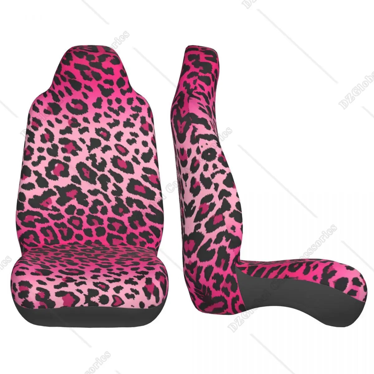 Pink Leopard Print Car Seat Covers Set 2 Pcs Auto Interior Car Accessories Protetors Car Mat Covers Vehicle