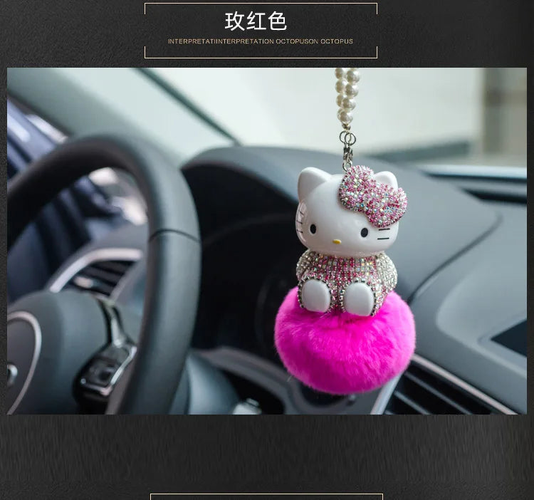 Hello Kitty Car Pendant Decoration Hanging Cat Ornament Automobile Rear View Mirror Accessories Gift Car Accessories