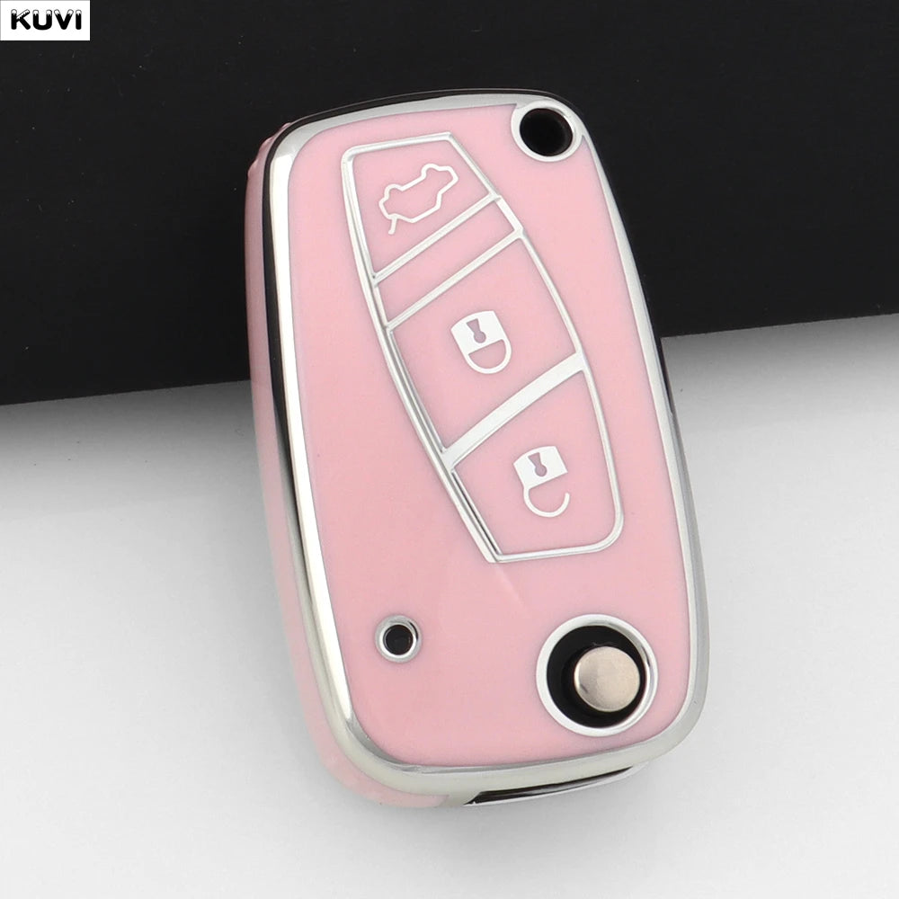 NEW Pink TPU Car Key Case Cover For FIAT 500 Panda Idea Stilo Ducato Punto Bravo Grande Minibus Doblo Protected Fob Accessories