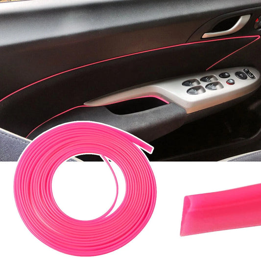 5M Cars Interior Accessories Pink Point Edge Gap Door Panel Moldings Line Trims Universal Auto Interior Accessories