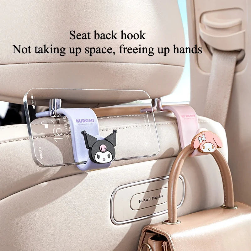 Kawaii Sanrio Hello Kitty Car Hook Cartoon Kuromi Car Rear Seat Load-Bearing Hook My Melody Car Interior Accessories Auto Parts