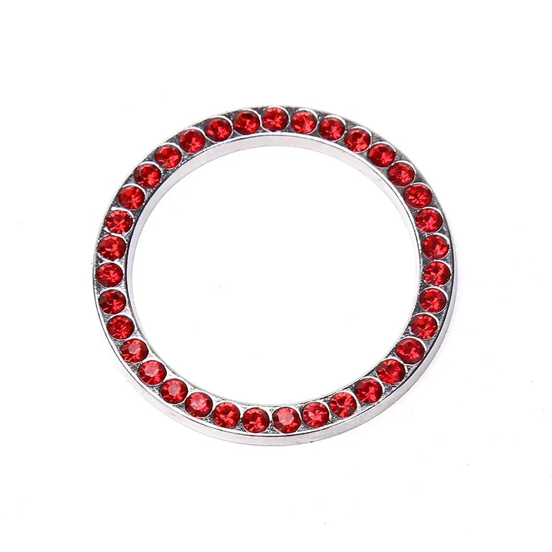 Car Start Switch Button Auto Decorative Diamond Stickers Rhinestone Ring Circle Trims Protective Cover Car Accessories Interior
