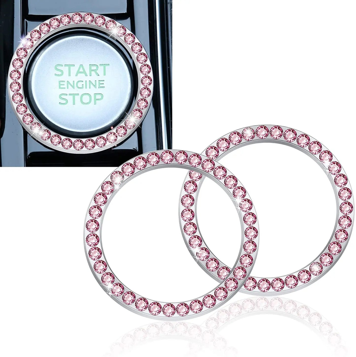 4pcs Car Interior Set 2pcs Cup Mat + 2pcs Ignition Decoration Ring Good-looking Practical Car Interior Accessories