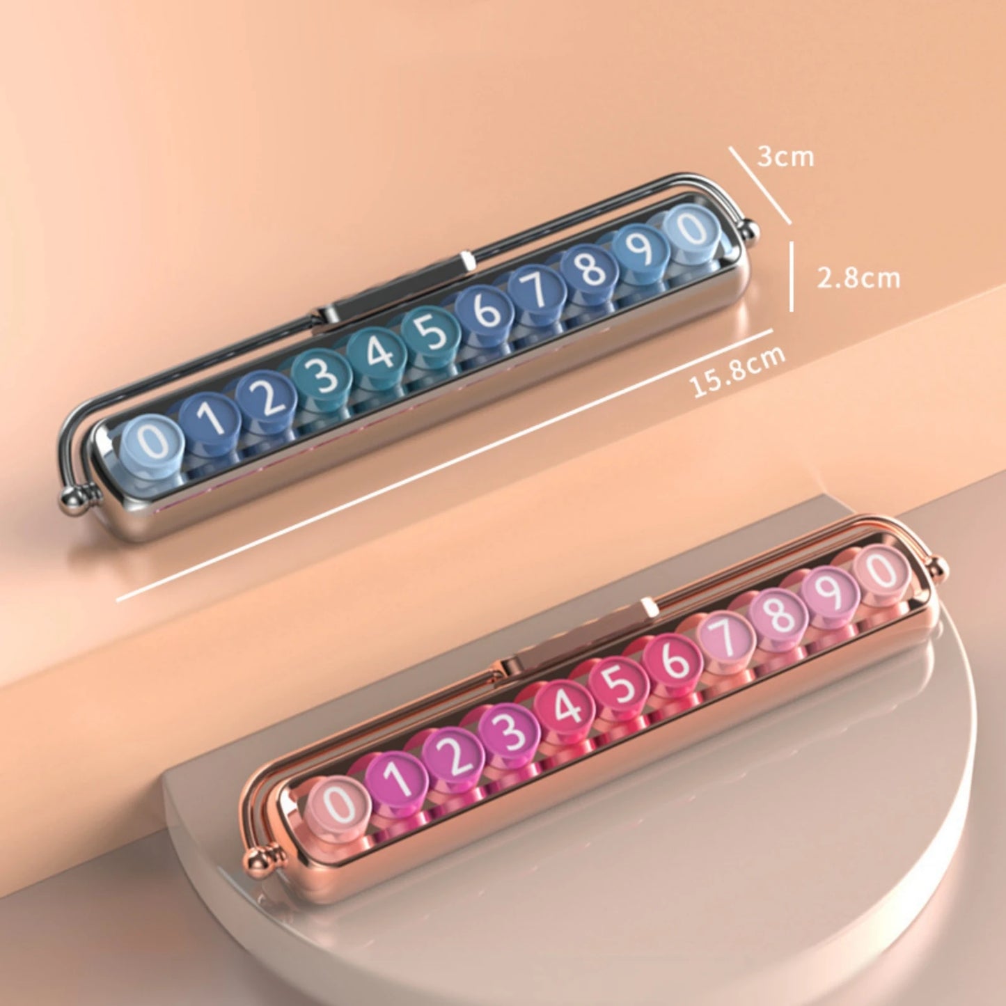 Car Moving Telephone Number Plate Interior Decor Pink Ornament Auto Concealed Luminous Rotate Temporary Parking Card Accessories