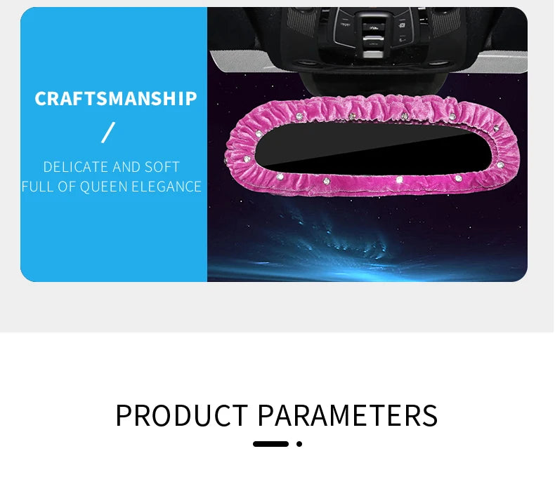 Car Diamond Interior Decoration Plush Auto Rearview Mirror Cover Plushie Reversing Decor Styling Car Accessories Gift